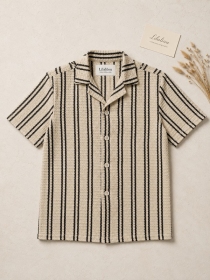 Chemise crochet Rayures Crochet &Eacute;cru Noir