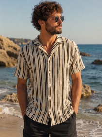 Chemise crochet Rayures Crochet &Eacute;cru Noir