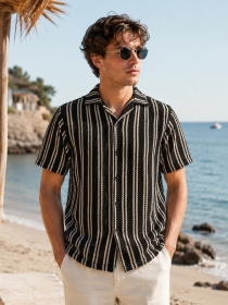 Chemise crochet Rayures Crochet Noir &Eacute;cru