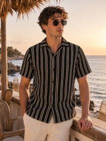 Chemise crochet Rayures Crochet Noir &Eacute;cru