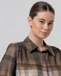 Chemise &eacute;paules bouffantes Camel Claro