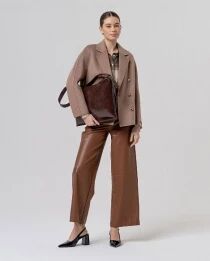 Chemise &eacute;paules bouffantes Camel Claro