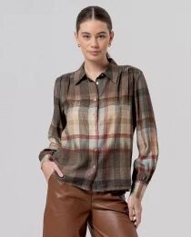 Chemise &eacute;paules bouffantes Camel Claro