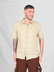 Chemise gaze manches courtes Beige