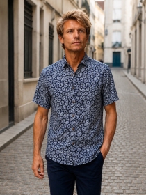 Chemise manches courtes Heliopora bleu