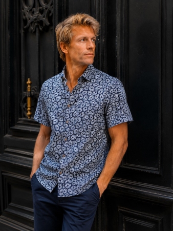Chemise manches courtes Heliopora bleu