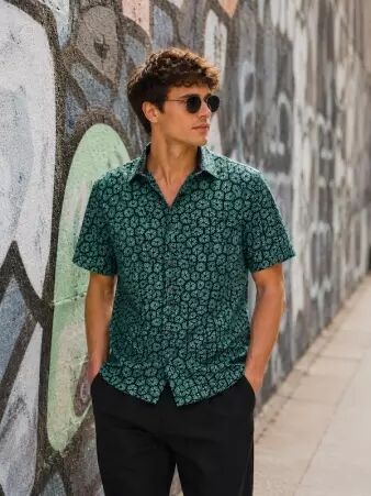 Chemise manches courtes Heliopora vert