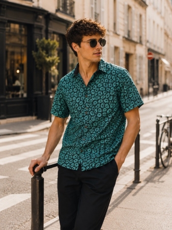 Chemise manches courtes Heliopora vert