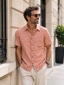 Chemise manches courtes Lampions Corail