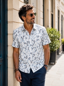 Chemise manches courtes Rivage bleu