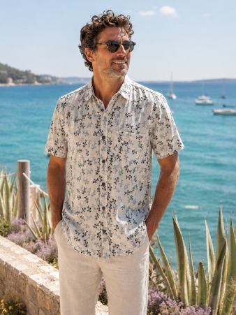 Chemise manches courtes Rivage bleu