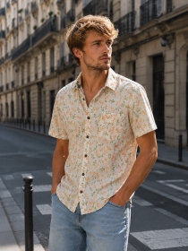 Chemise manches courtes Rivage orange