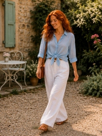 Chemise voile de coton Bleu ciel