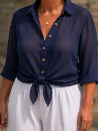 Chemise voile de coton Bleu marine