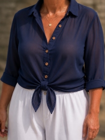 Chemise voile de coton Bleu marine