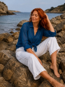 Chemise voile de coton Bleu petrol