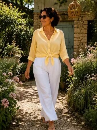 Chemise voile de coton Jaune