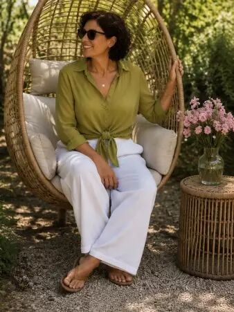 Chemise voile de coton Olive