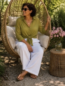 Chemise voile de coton Olive