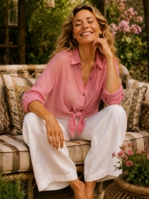 Chemise voile de coton Rose