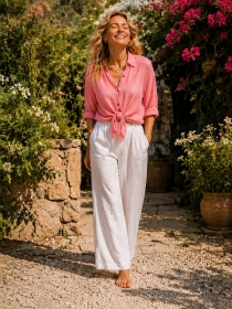 Chemise voile de coton Rose