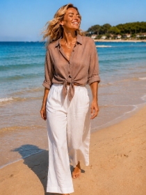 Chemise voile de coton Taupe