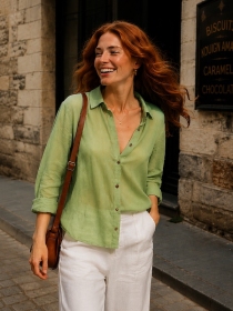 Chemise voile de coton Vert amande