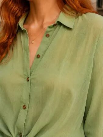 Chemise voile de coton Vert amande