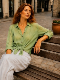 Chemise voile de coton Vert amande