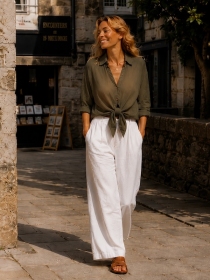 Chemise voile de coton Vert Kaki