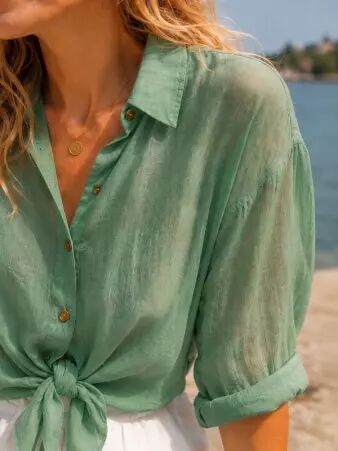 Chemise voile de coton Vert menthe