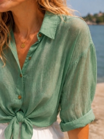Chemise voile de coton Vert menthe
