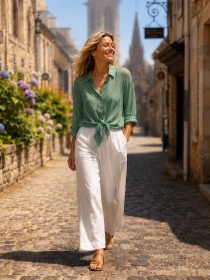 Chemise voile de coton Vert menthe