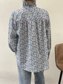 Chemisier col volant&eacute; liberty fleurie frais