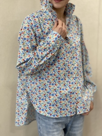 Chemisier col volant&eacute; liberty fleurie frais