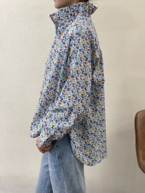 Chemisier col volant&eacute; liberty fleurie frais
