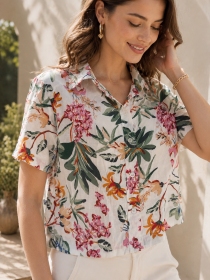 Chemisier lin fleur