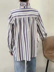 Chemisier rayures bayad&egrave;re ecru/marine