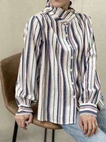Chemisier rayures bayad&egrave;re ecru/marine
