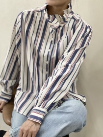 Chemisier rayures bayad&egrave;re ecru/marine