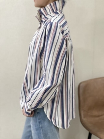 Chemisier rayures bayad&egrave;re ecru/marine