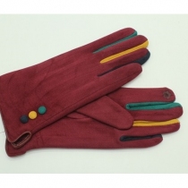 Gant 3 Boutons + Entre-Doigt rouge foncé