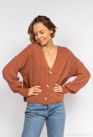 Gilet alpaga 3 boutons Rouille