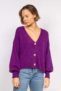 Gilet alpaga 3 boutons Violet