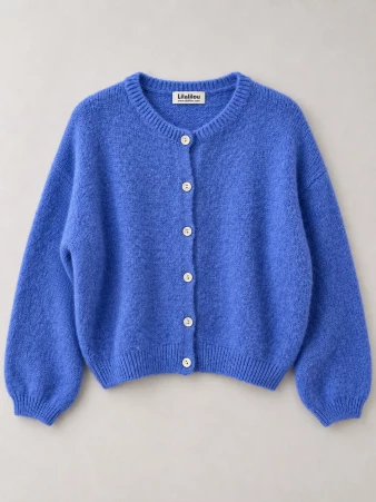 Gilet alpaga 6 boutons bleu