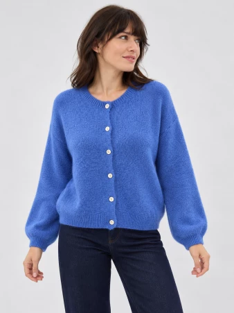 Gilet alpaga 6 boutons bleu