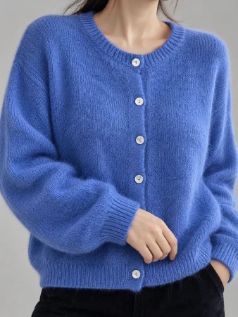 Gilet alpaga 6 boutons bleu