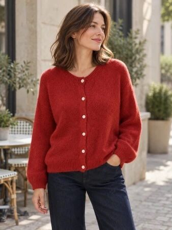 Gilet alpaga 6 boutons braise