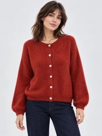 Gilet alpaga 6 boutons braise
