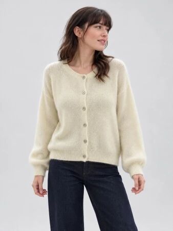 Gilet alpaga 6 boutons Ecru